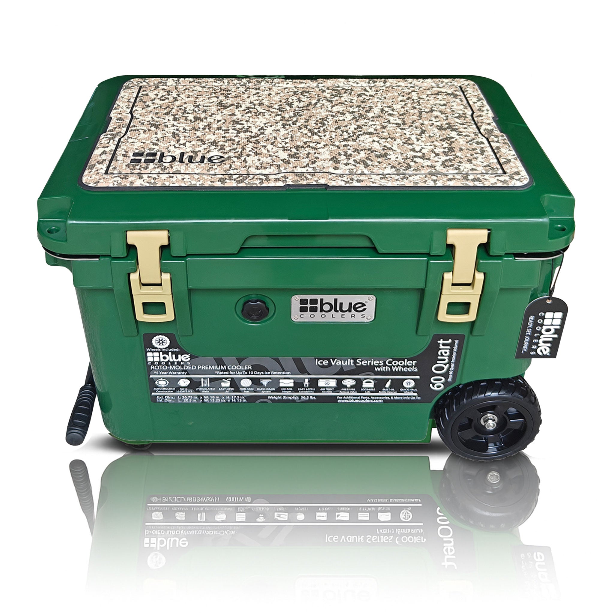 60 Quart Ice Vault Roto-Molded Cooler with Wheels