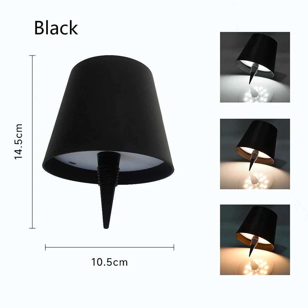 Wireless Bottle Lamp Shade Portable LED Bottle Lamp 3 Color Stepless Dimming Night light for Bedroom Bar Restaurants Party Decor
