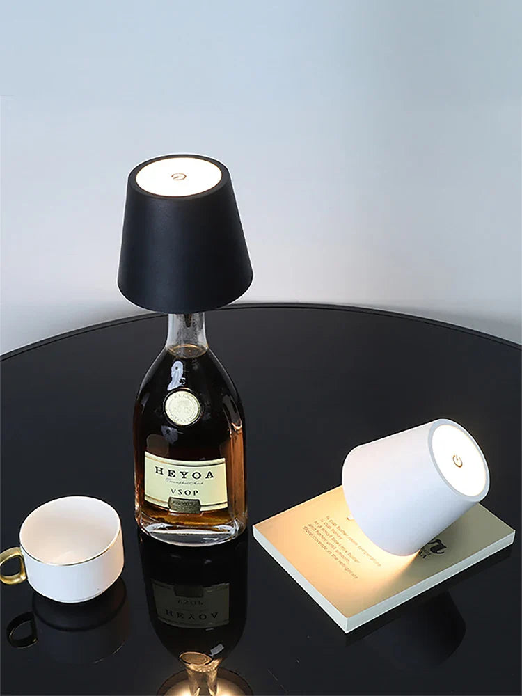 Wireless Bottle Lamp Shade Portable LED Bottle Lamp 3 Color Stepless Dimming Night light for Bedroom Bar Restaurants Party Decor